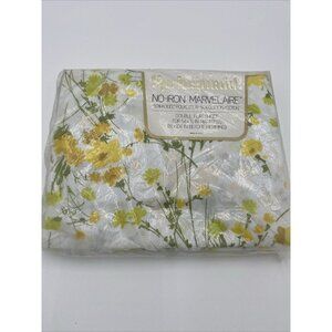 Vintage Springmaid Flat Sheet Full Size Yellow Flowers Made in USA NEW NOS